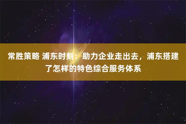常胜策略 浦东时刻:助力企业走出去,浦东搭建了怎样的特色综合服务体系